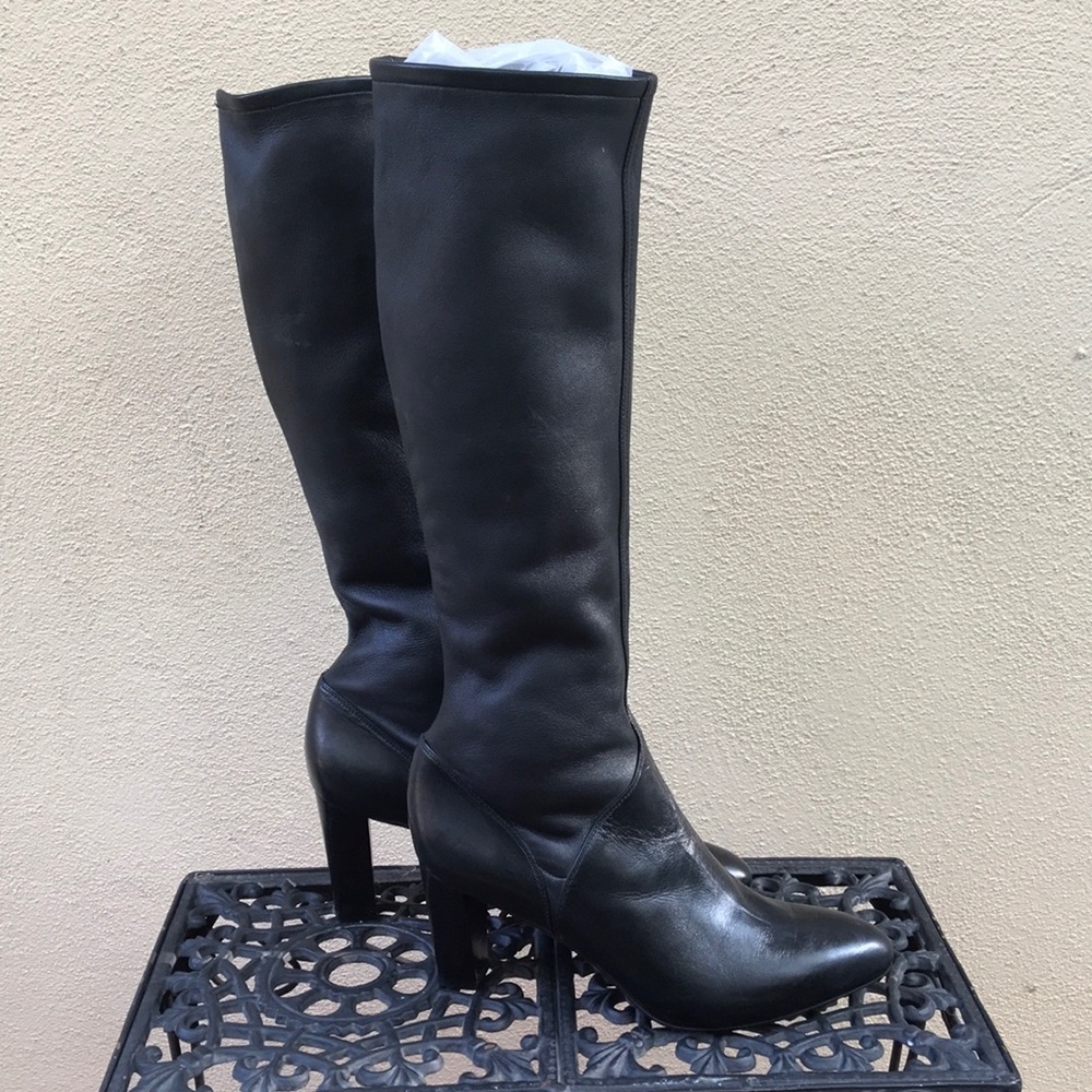 Cole Haan Black Leather Stretch Knee Boot Nikeair